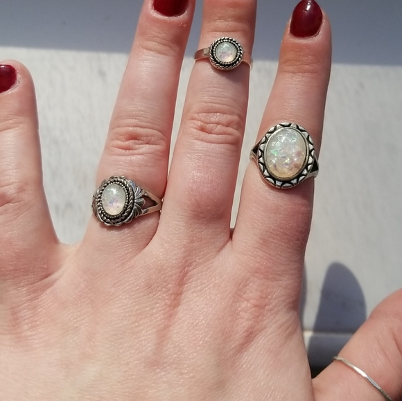 Iridescent/Opal Costume Ring Set (Small) - Picture 1 of 2